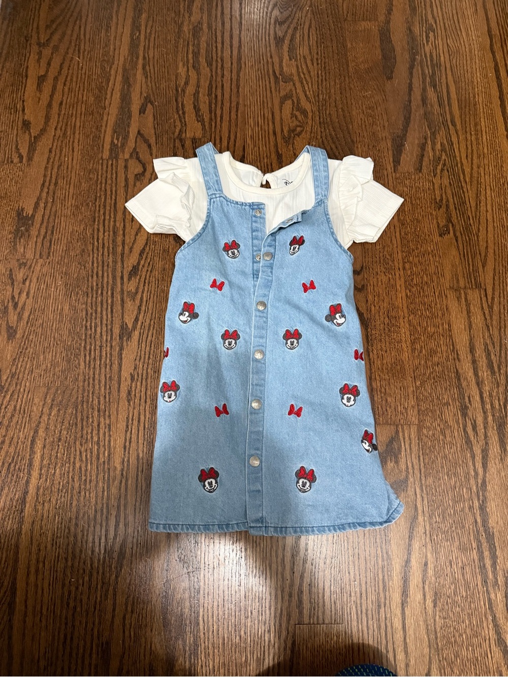 Disney Light Blue Denim Pinafore with Minnie Accent